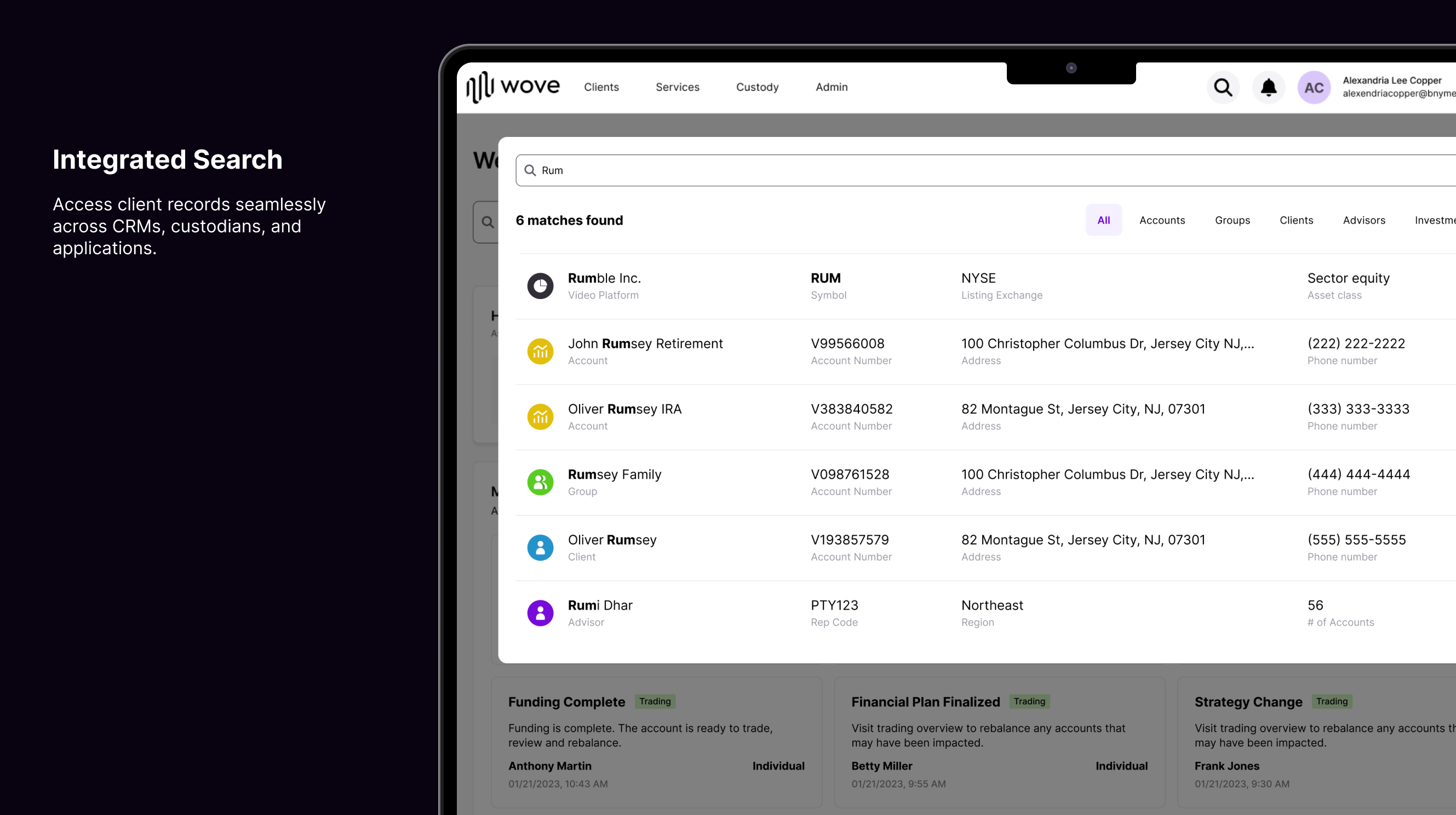 Wove integrated search